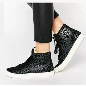 Black leopard Air Primo Court hightop sneakers
